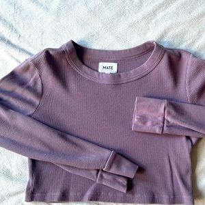 MATE the label Cropped waffle long sleeve shirt